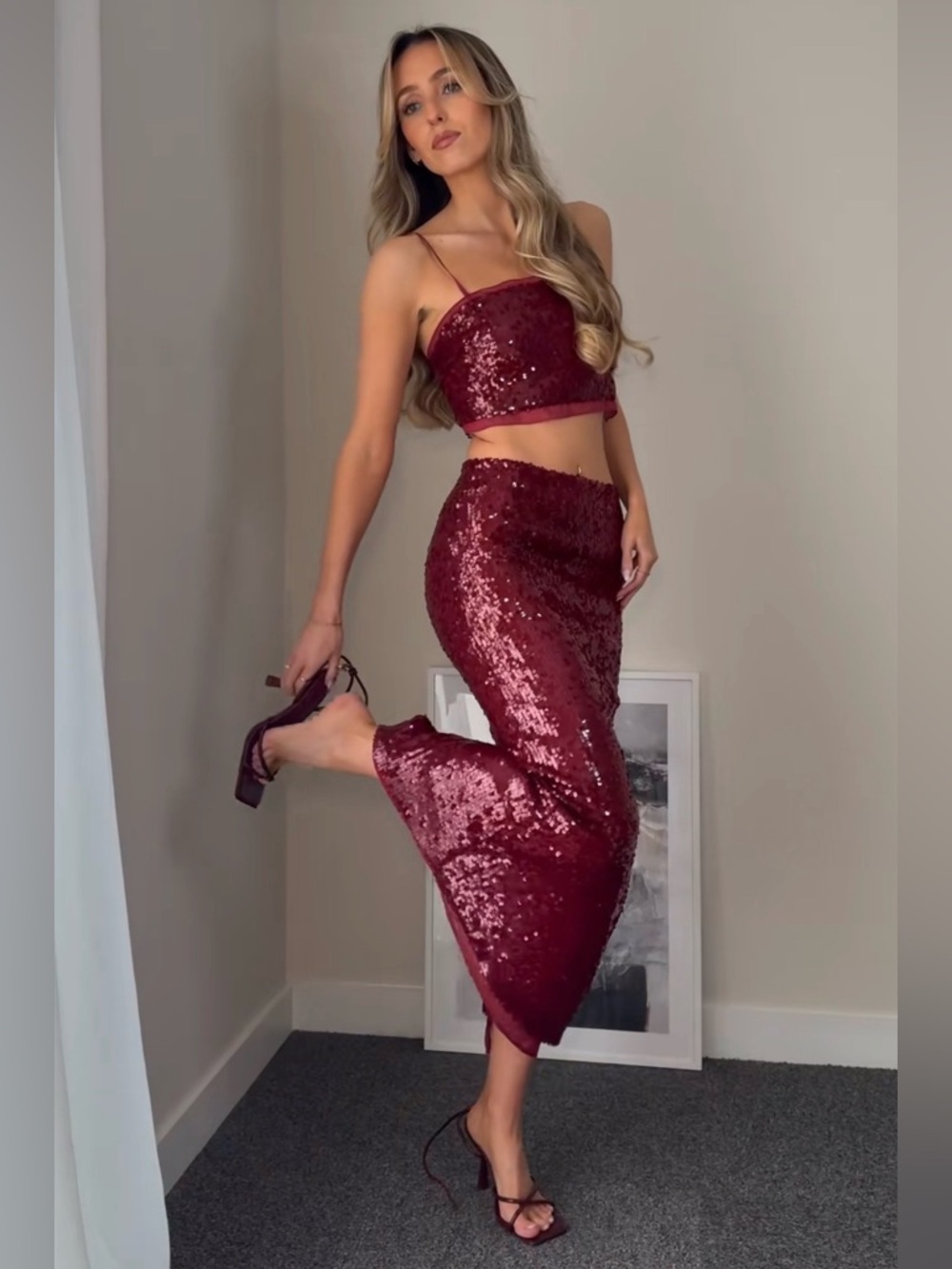 NWT ZARA SEQUIN MIDI SKIRT M